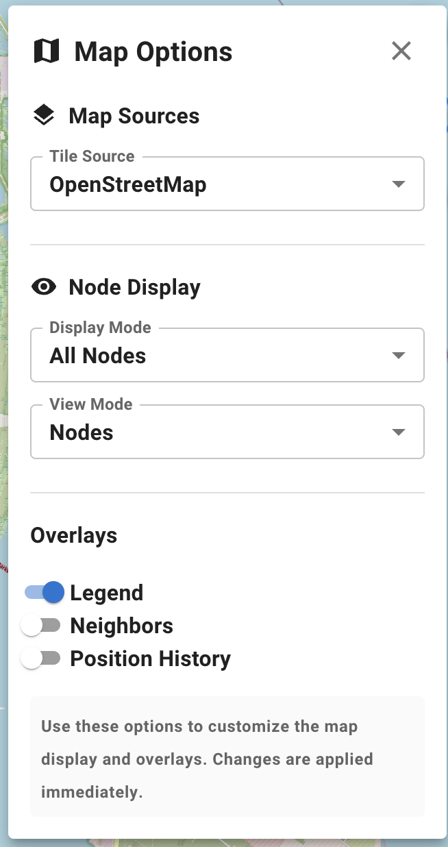 Interactive map with node visualization